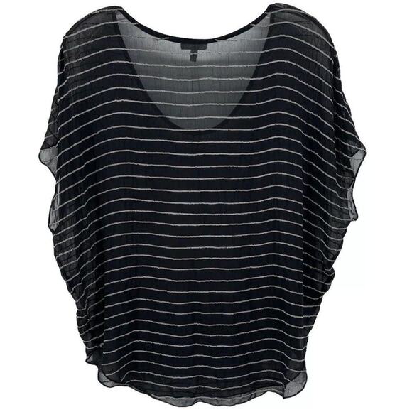 JOIE Blouse Women’s Small Chain Detailing Sheer Black Short Sleeve Flowy… - Picture 9 of 9